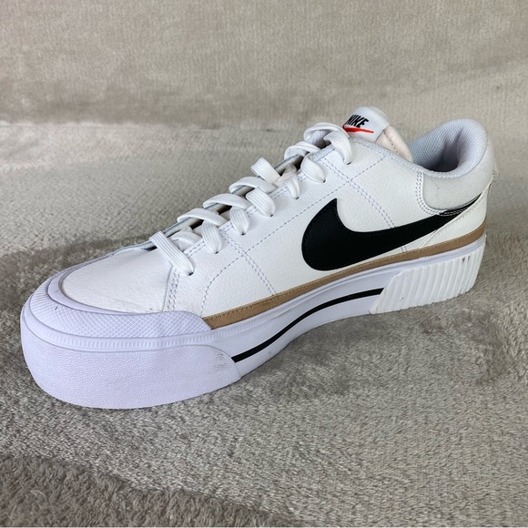 Nike Court Legacy Lift Shoes Womens Size 11 White Black Leather Sneakers NEW - Picture 4 of 10